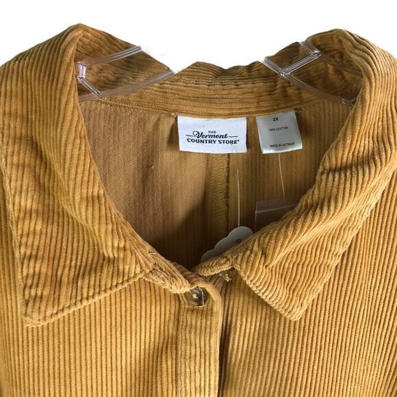 The Vermont Country Store Dress Womens 2X Dark Gold Corduroy Long Sleeves - Picture 2 of 6